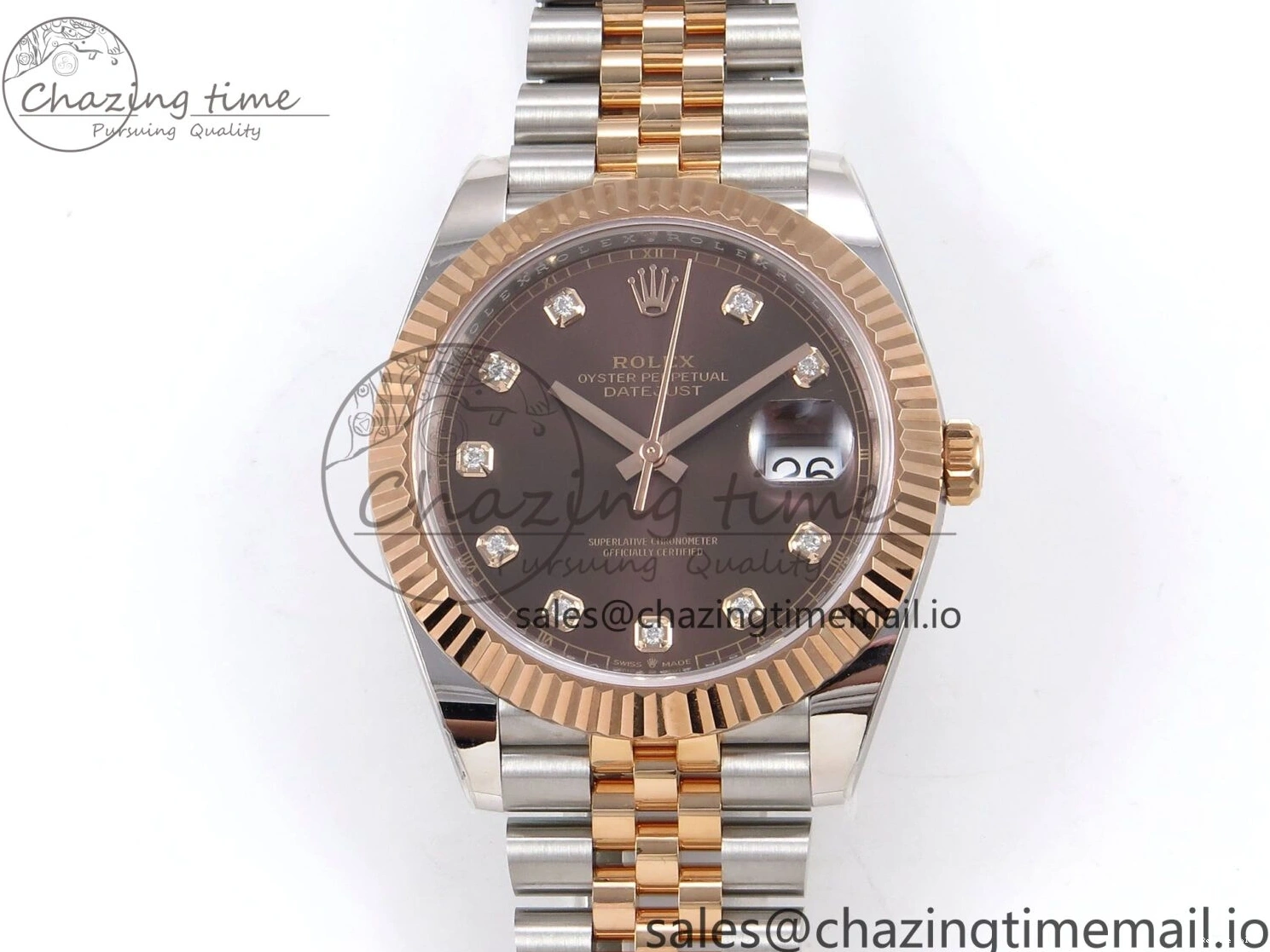 0130 DateJust 41 126331 ARF 1:1 Best Edition 904L Steel Brown Diamonds Dial on SS RG Jubilee Bracelet SH3235（Gain Weight） Thermal 1111